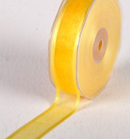 New Special 25mm x 25m  Yellow Satin Edge Organza Ribbon Florist Wedding