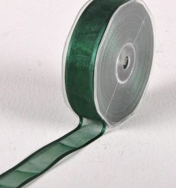 New Special 25mm x 25m Hunter Green Satin Edge Organza Ribbon Florist Wedding