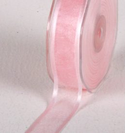 New Special 25mm x 25m Baby Pink Satin Edge Organza Ribbon Florist Wedding