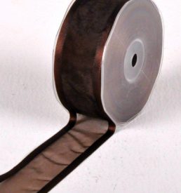 New Special 38mm x 25m Brown Satin Edge Organza Ribbon Florist Wedding