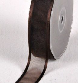 New Special 25mm x 25m Brown Satin Edge Organza Ribbon Florist Wedding