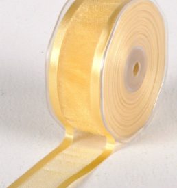 New Special 38mm x 25m Light Gold Satin Edge Organza Ribbon Florist Wedding