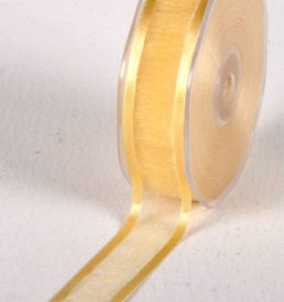 New Special 25mm x 25m Light Gold Satin Edge Organza Ribbon Florist Wedding