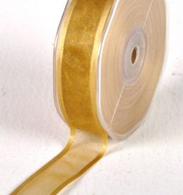 New Special 25mm x 25m Gold Satin Edge Organza Ribbon Florist Wedding