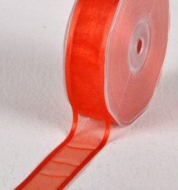 New Special 25mm x 25m Tangerine Satin Edge Organza Ribbon Florist Wedding