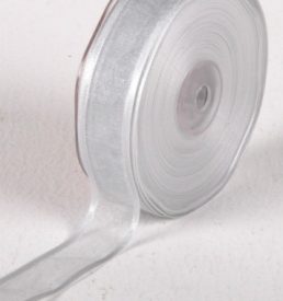 New 25mm x 25m Silver Satin Edge Organza Ribbon Florist Wedding