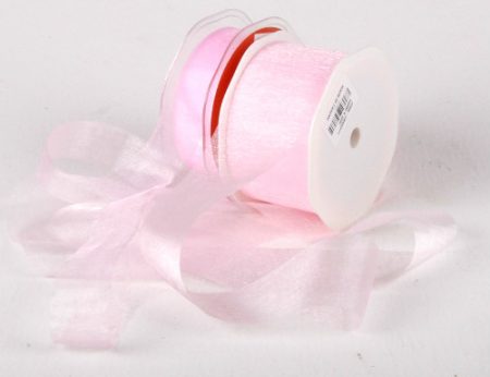 Cut Edge Baby Pink Organza 50mm x 25m Florist Wedding Wrapping