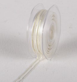 New 10mm x 25m White Satin Edge Organza W/Gold Thread Ribbon Florist Wedding