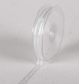 New 10mm x 25m White Satin Edge Organza W/Silver Thread Ribbon Florist Wedding