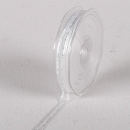 New 10mm x 25m White Satin Edge Organza W/Silver Thread Ribbon Florist Wedding