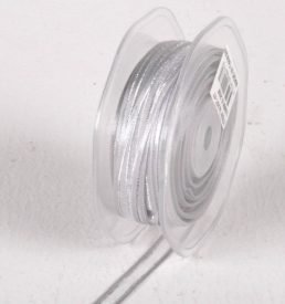 New 10mm x 25m Silver Satin Edge Organza W/Silver Thread Ribbon Florist Wedding